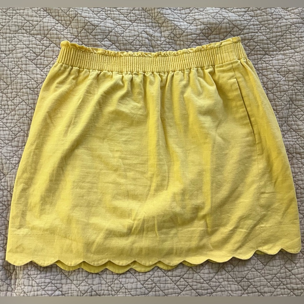 J. Crew Sunny Yellow Scalloped Mini Skirt
